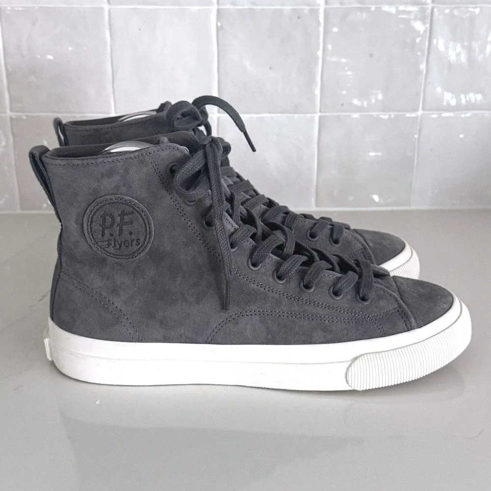 PF Flyers All American Sneakers Mens 7 Womens 8.5 Grey Suede High Top Shoes